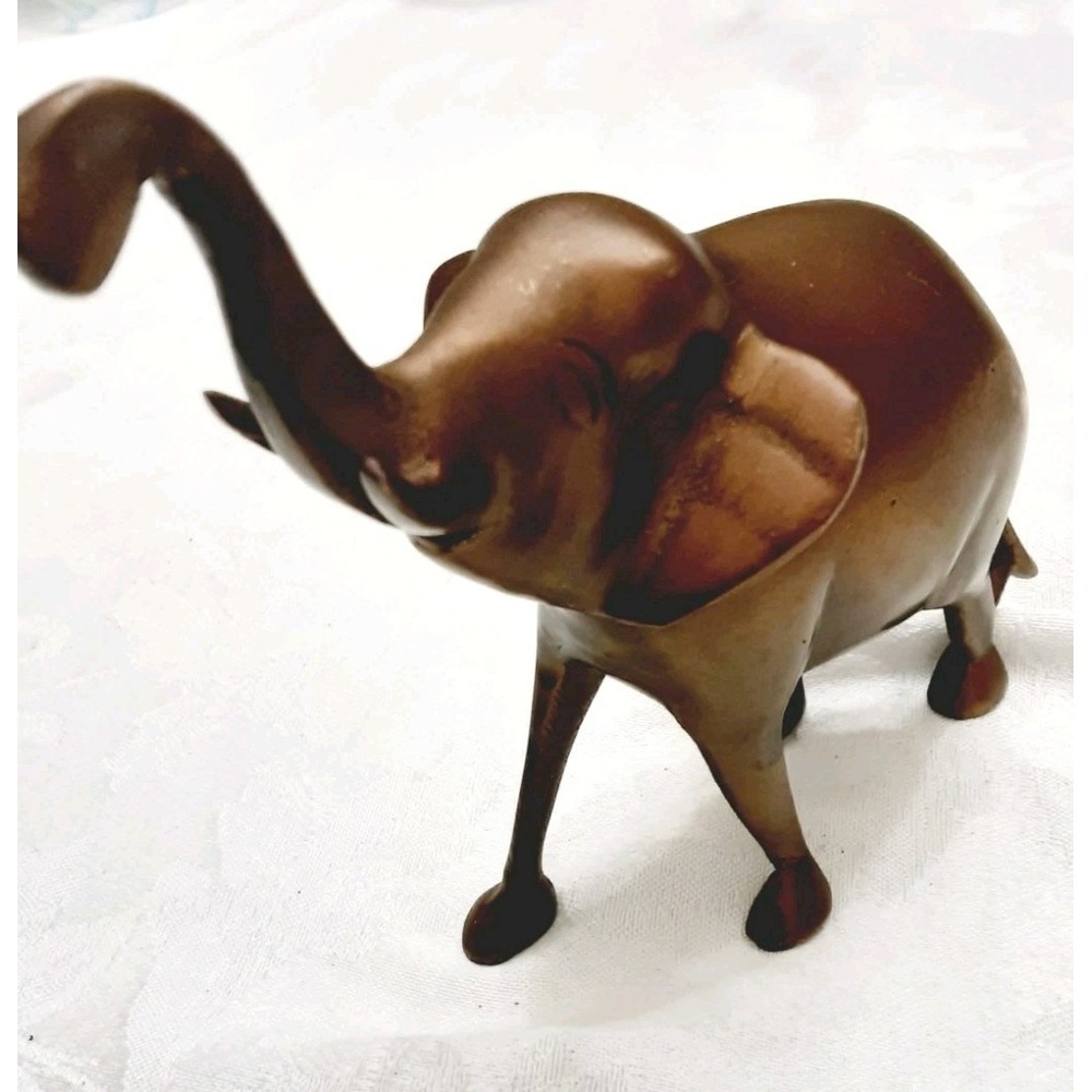 4 Inch Brass Metal Elephant Figurine Paperweight Heavy
